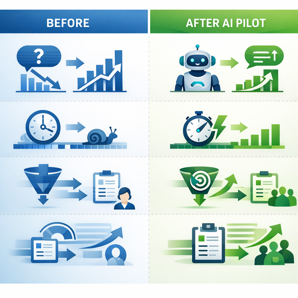 ROI chart showing impact from FAQ deflection, faster response, and improved inquiry conversion